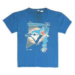 1990s Kelly Gruber Toronto Blue Jays T-shirt Vintage Brooks Made in Canada Single Stitch 100% Cotton All Over Print Tee MLB Major League