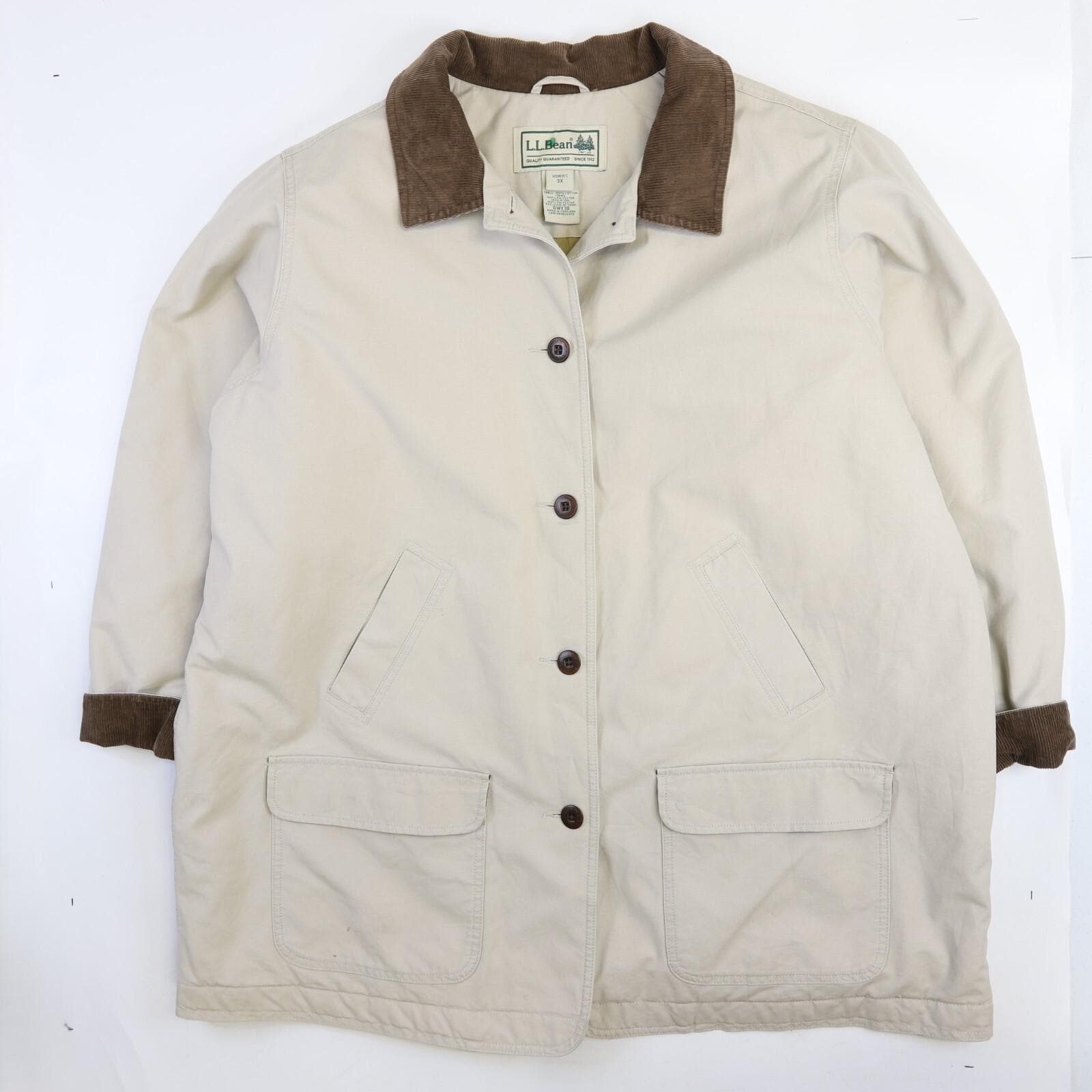 Vintage L.L. Bean Barn Coat Chore Jacket Womens Size 3XL Beige