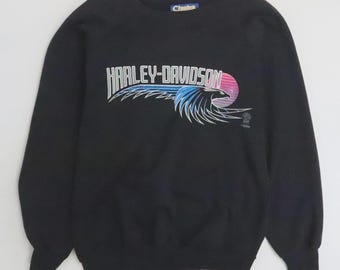 Vintage Harley Davidson Motorcycles Eagle Crewneck Sweatshirt Large 80s