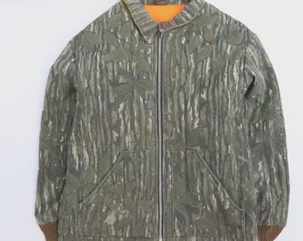 Medium Vintage 70s JC Penney Orange & Beige Tan Canvas Hunting