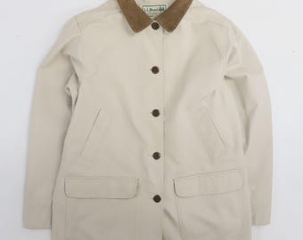 Vintage L.L. Bean Barn Coat Chore Work Jacket Womens Size Large Beige