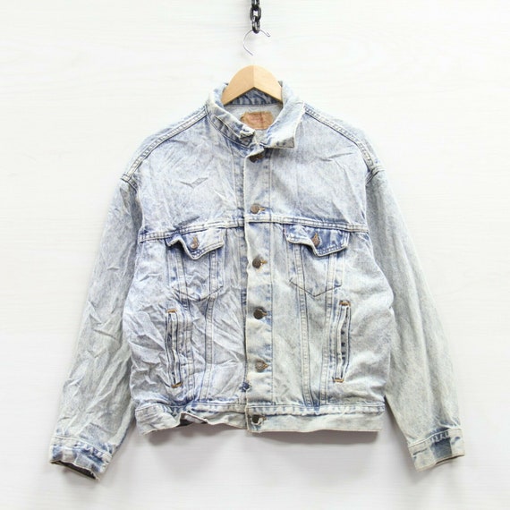 VTG Levi's Denim Jean Trucker Jacket Large Light Acid Wash - Etsy
