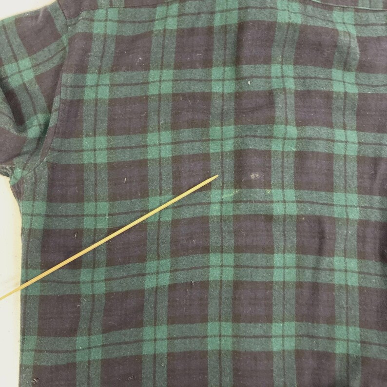 Camisa vintage Pendleton Wool Lodge con botones, talla grande, cuadros verdes. imagen 8