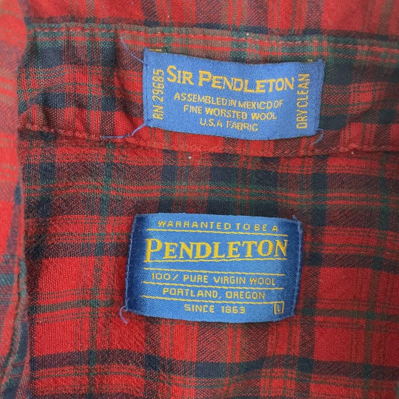 Vintage Pendleton Wool Fireside Button Up Shirt Size Large Red Plaid image 3
