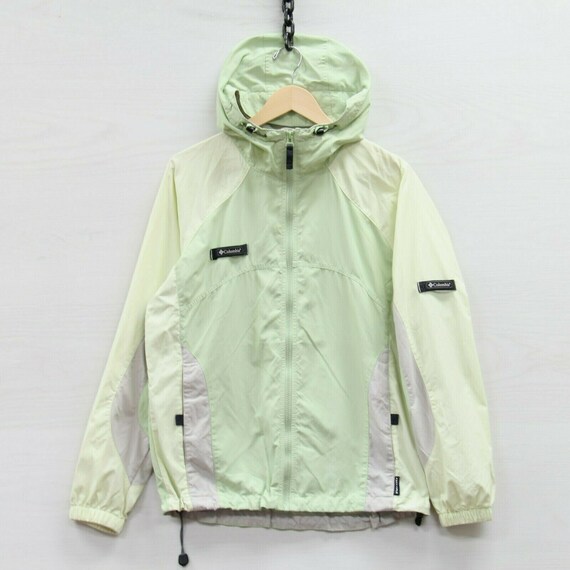 Vintage Columbia Windbreaker Jacket Womens Large Sage Green \u0026 Canary Yellow