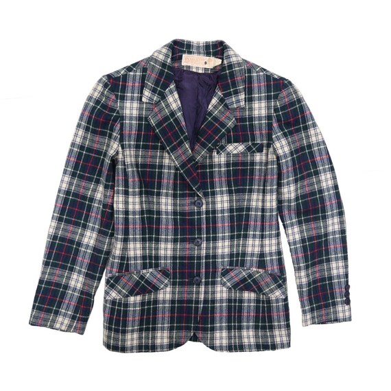 Vintage Pendleton Wool Blazer Jacket Women Size Tartan Plaid