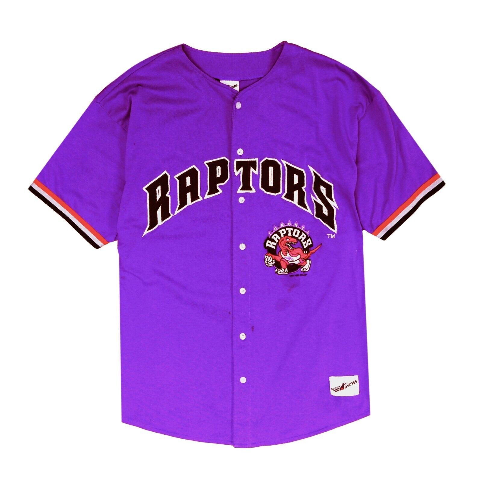 Vintage Toronto Raptors Raven Athletic Baseball Jersey Size Large Purple 90s NBA
