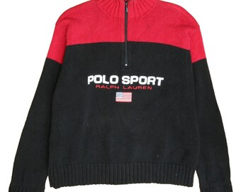 Vintage Polo Sport Ralph Lauren 1/4 Zip Knit Pullover Sweater Size Large