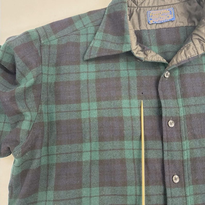Vintage Pendleton Wool Lodge Button Up Shirt Size XL Green Plaid image 8