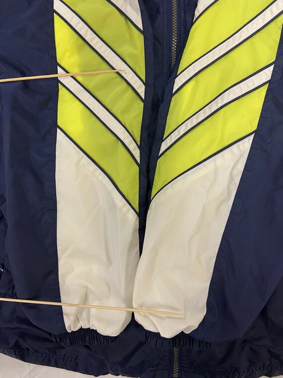 Vintage Adidas Windbreaker Jacket Size Large Blue Neon Green 90s Embroidered