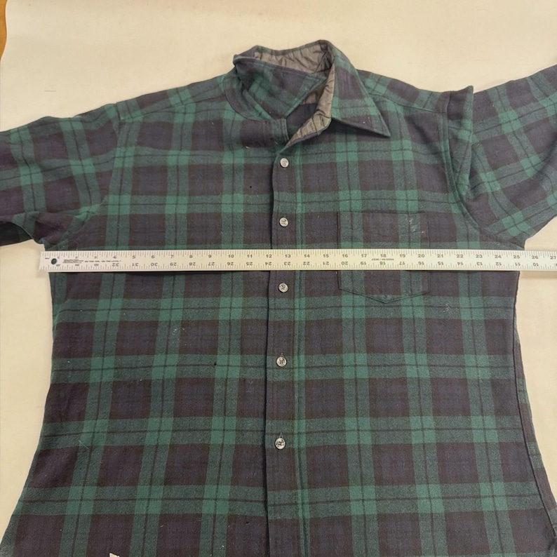 Vintage Pendleton Wool Lodge Button Up Shirt Size XL Green Plaid image 4