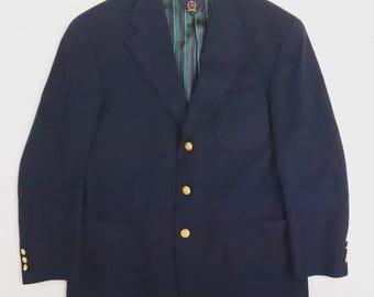 Vintage Tommy Hilfiger Wool Blazer Coat Jacket Size Medium Blue