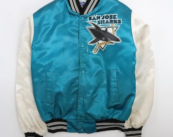San Jose Sharks Vintage 90s Chalk Line Satin Bomber Jacket - NHL