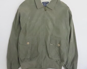 Vintage Nautica Harrington Bomber Jacket Size XL Green
