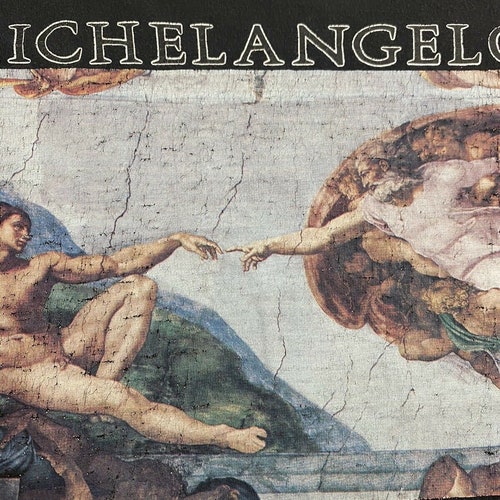 Vintage Michelangelo The Creation of shops Adam Painting T-Shirt Size Large 90s Art