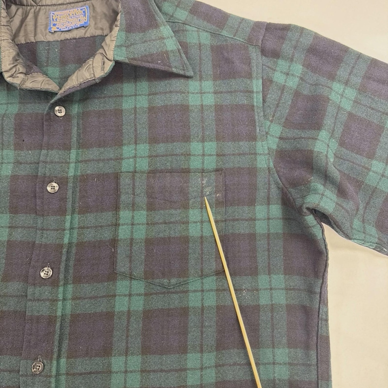 Vintage Pendleton Wool Lodge Button Up Shirt Size XL Green Plaid image 9