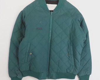 Chaqueta bomber acolchada vintage Columbia para mujer, talla grande, color verde.