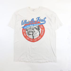 Camiseta vintage de Abbott & Costello &quot;Who&#39;s On First&quot; talla XL, años 90