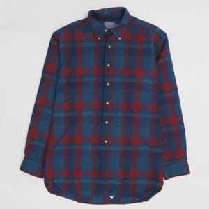 Camisa vintage Pendleton de botões, tamanho grande, xadrez longo.