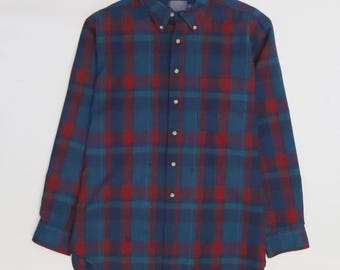 Vintage Pendleton Button Up Shirt Size Large Long Plaid