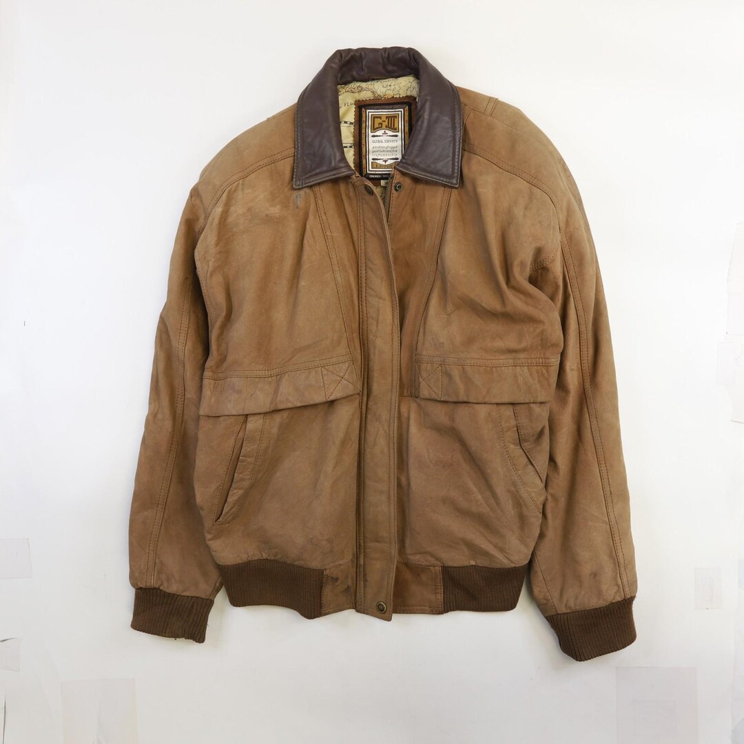 Vintage G-III Global Identity Leather Bomber Jacket Size Medium
