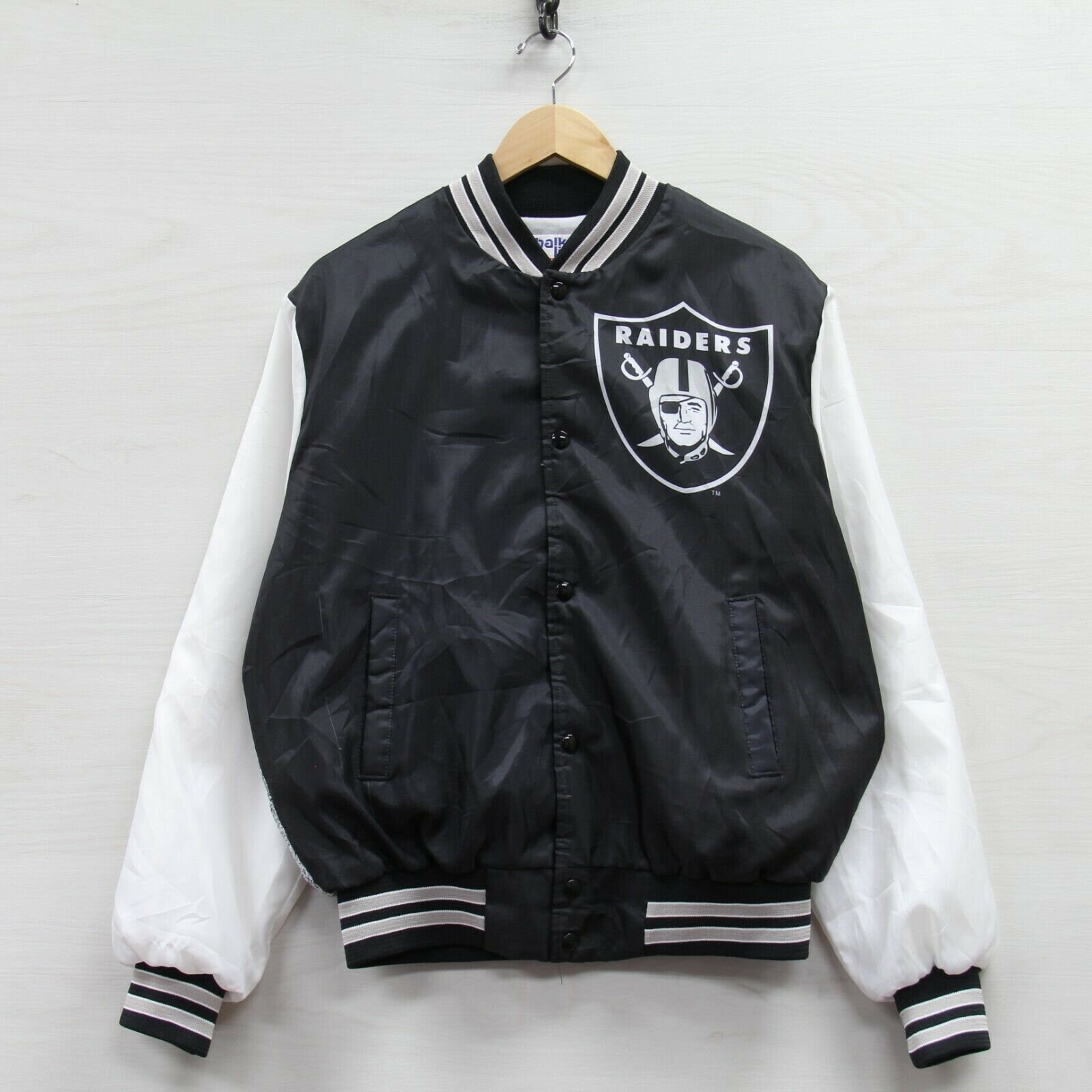 VTG Los Angeles Raiders Chalk Line Fanimation Jacket Medium NFL All Over Print