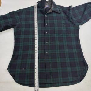 Vintage Pendleton Wool Lodge Button Up Shirt Size XL Green Plaid image 5