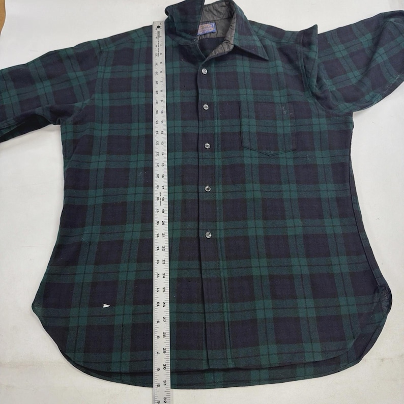 Vintage Pendleton Wool Lodge Button Up Shirt Size XL Green Plaid image 5
