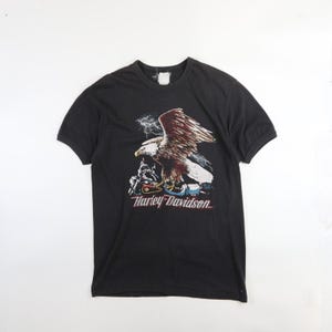 Vintage Harley Davidson Eagle Motorcycle 3D Emblem T-Shirt Size Small 1985 80s