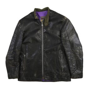 Vintage British Cycle Leather Cafe Racer Motorcycle Jacket Size Medium