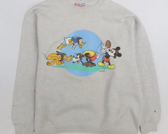 Vintage Mickey Mouse Disney Football Crewneck Sweatshirt Size XL