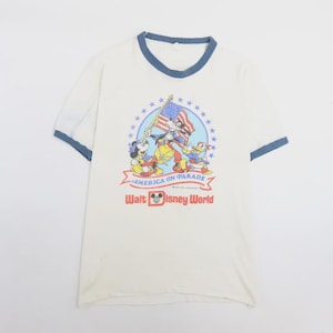 Vintage Mickey Mouse America On Parade Walt Disney World Ringer T-Shirt Large image 1