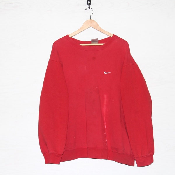 Sudadera Vintage Nike Crewneck Size XL Rojo bordado Swoosh Made Canada