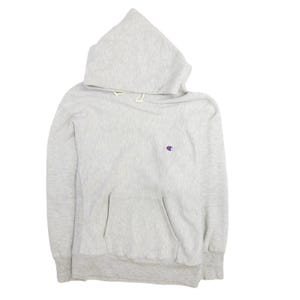 Vintage Champion Reverse Weave Sweatshirt Hoodie Size Large Gray 80s
