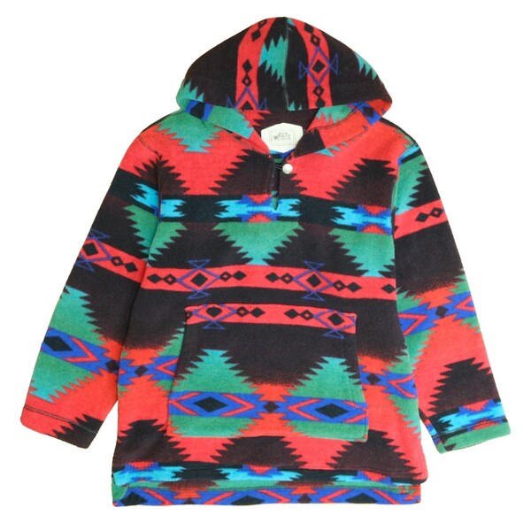 Vintage Woolrich Aztec Southwestern Pullover Fleece Hoodie Jacket Size XL