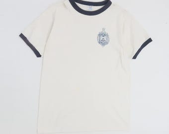 Vintage US Navy Naval Academy Champion Ringer T-Shirt Size Large 80s