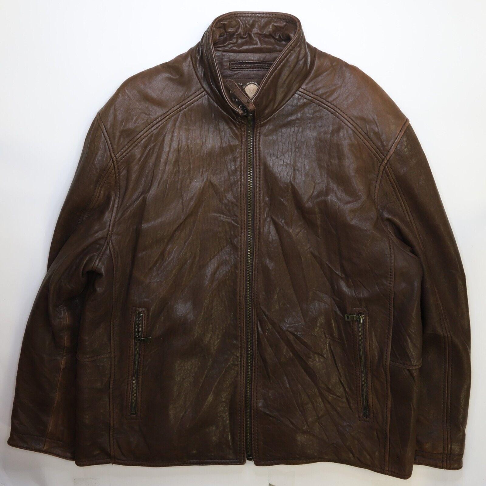 Vintage Andrew Marc Leather Bomber Jacket Size XL Brown