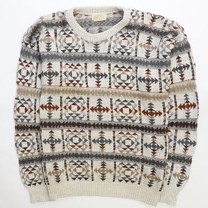 Vintage St. John&#39;s Bay Western Aztec Crewneck Sweater Size Large Tall