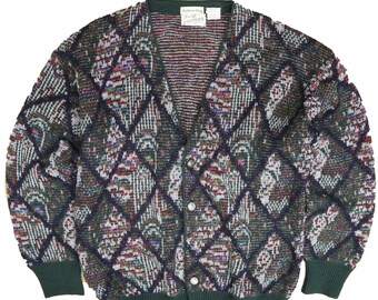 vintage Cardigan en tricot de laine chevreuil Sears, grande taille