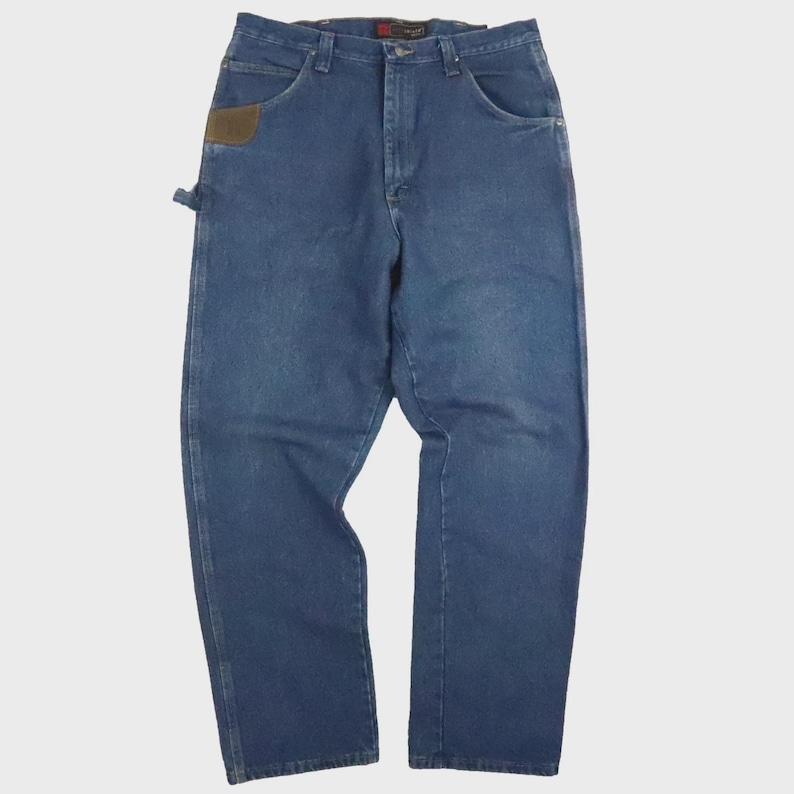 Pantalones vaqueros de trabajo Wrangler Riggs de mezclilla vintage, talla 38 x 34. imagen 1