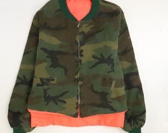 Camouflage MA 1 Miliraty Mens Bomber Jacket Reversible Size XL