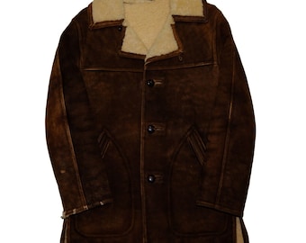 Vintage Jacket House Leather Coat Jacket Size 34 Brown Sherpa Lined