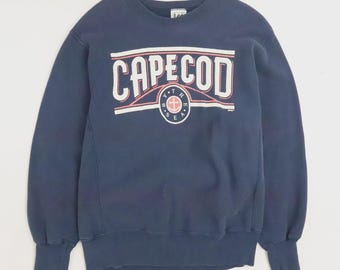 Vintage Cape Cod By The Sea Lee-sweater met ronde hals, maat Large