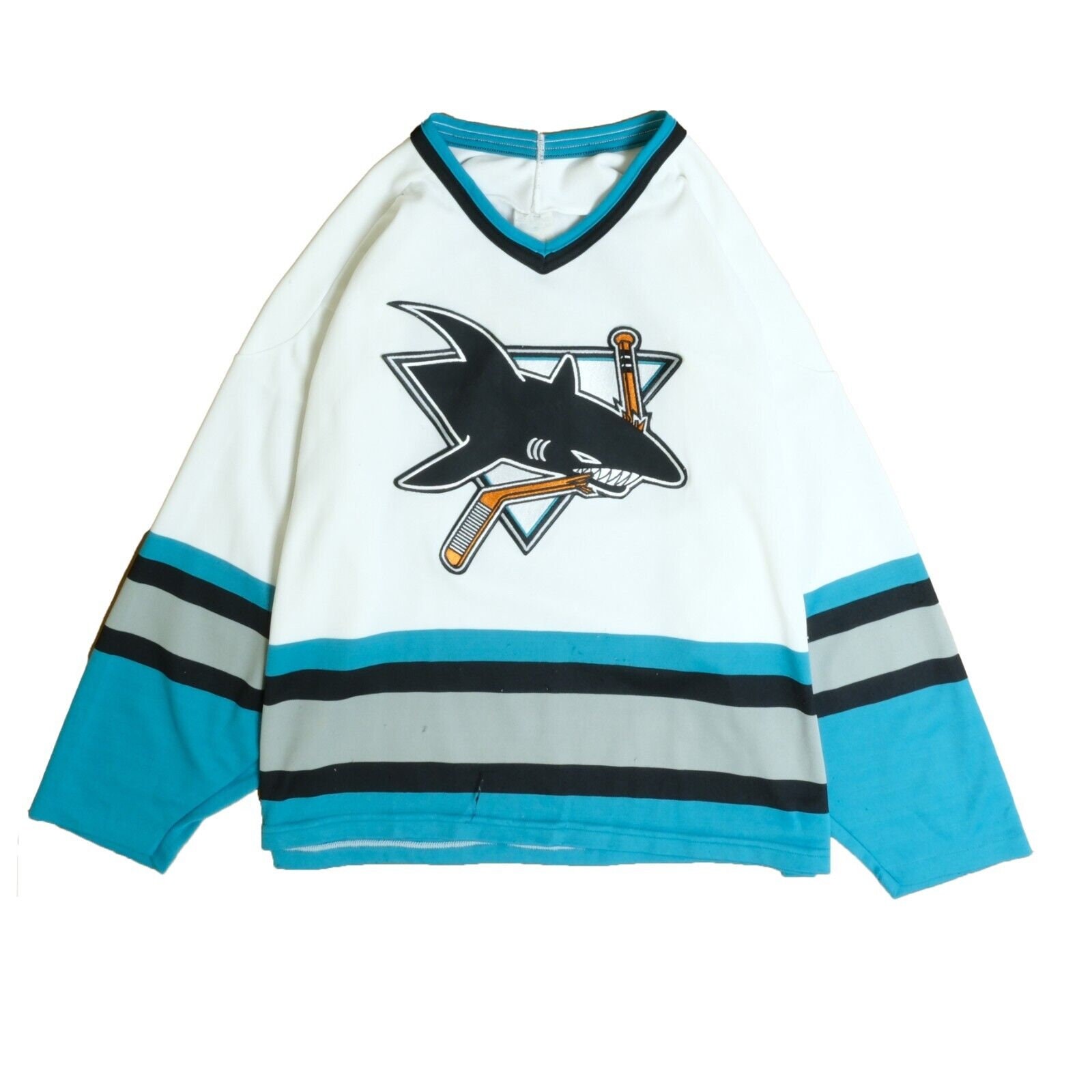 Vintage San Jose Sharks Nhl Blank Back Hockey Jersey Printed Logo