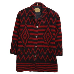 Vintage Woolrich Long Wool Coat Navajo Design- Size Small to Large