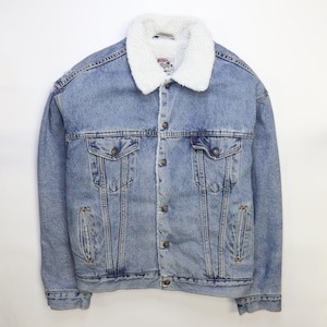 Vintage Levi&#39;s Trucker Jeansjacke Größe L mit Sherpa-Futter