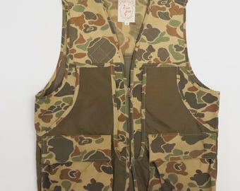 Colete utilitário vintage Sportflite Duck Camo para pesca e caça, tamanho pequeno.