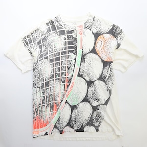 Vintage Adidas Tennis All Over Print T-Shirt Size Medium 80s