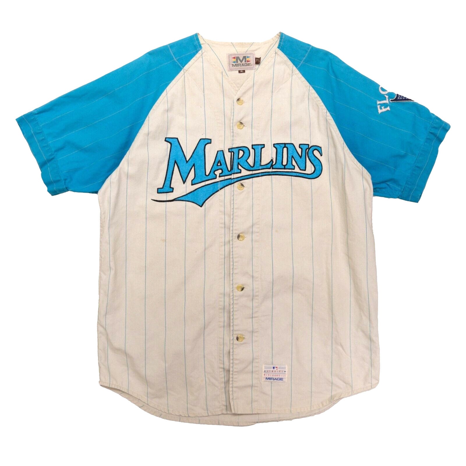 Vintage Starter Florida Marlins Button Front Premium Baseball Jersey Men  Large
