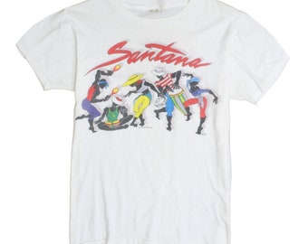 Vintage Santana Live in Concert T-Shirt Size Large Music Tee 1984 80s